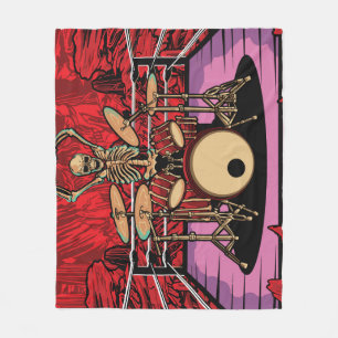 Skull Drummer: Wrestler Ring Illustration Fleece Blanket