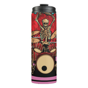 Skull Drummer: Wrestler Ring Illustration Thermal Tumbler