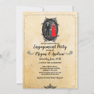 Skull Engagement Party Halloween Gothic Skeletons Invitation