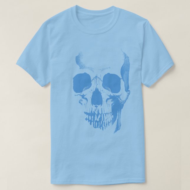 Skull Face Blue T-Shirt (Design Front)