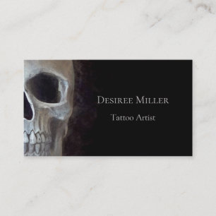 Skull Face Gothic Black Grey Cool Evil Tattoo Shop Business Card
