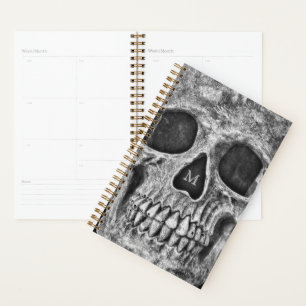 Skull Face Gothic Black White Cool Macabre Planner