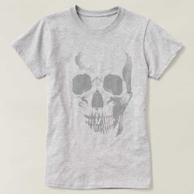 Skull Face Grey T-Shirt (Design Front)