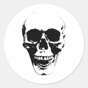 Skull Face Silhouette Grunge Rock Graphic Hallowee Classic Round Sticker