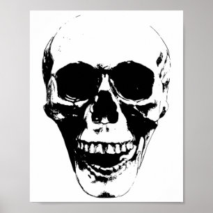 Skull Face Silhouette Grunge Rock Graphic Hallowee Poster