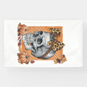 Skull Fall Bow Halloween Banner