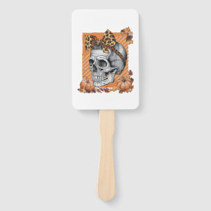 Skull Fall Bow Halloween Hand Fan