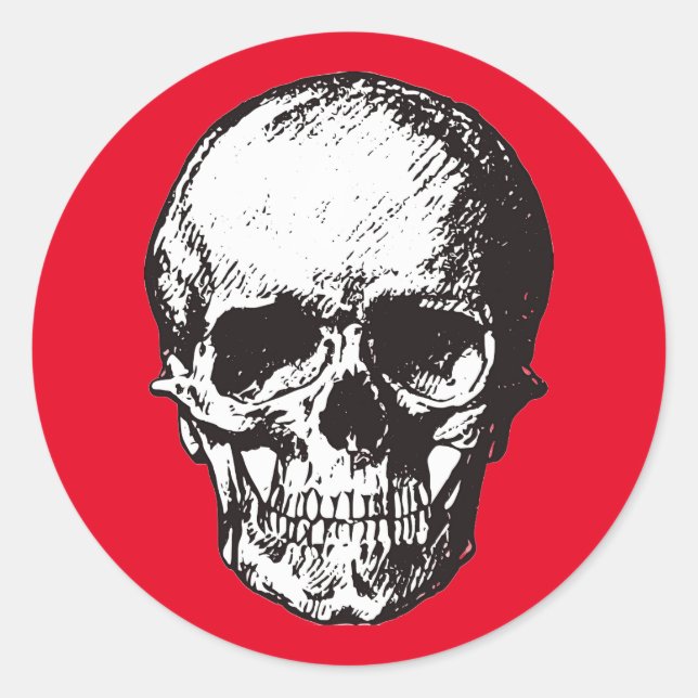 Skull Fantasy Art Rock Punk Heavy Metal Classic Round Sticker (Front)