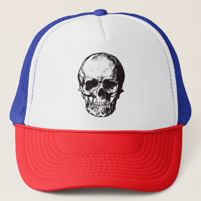 Skull Fantasy Art Rock Punk Heavy Metal Trucker Hat (Front)
