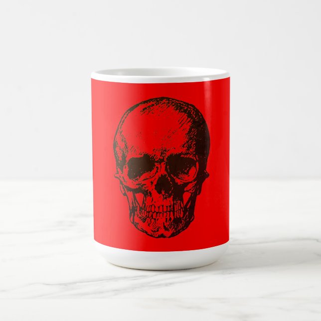 Skull Fantasy Pop Art Rock Punk Heavy Metal Red  Coffee Mug (Center)