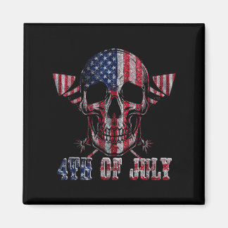 Skull Fireworks Independence Day American Flag 4th Magnet