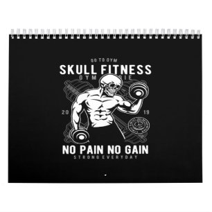 skull fitness no pain no gain calendar