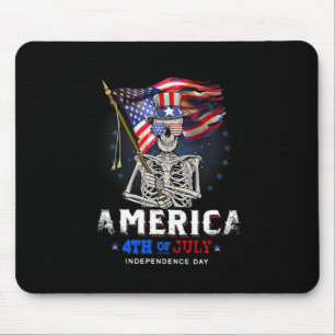 Skull Flag America 4th Of July Independence Day Mouse Pad