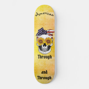 Skull Flag Bow AMERICAN Through and Through Ombre  Skateboard
