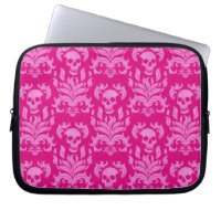 Skull Flame Damask in glitter-effect pink on pink