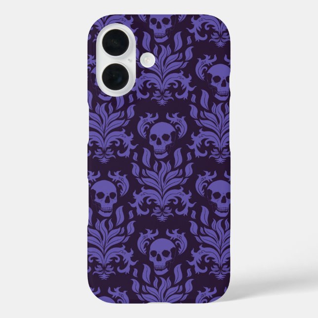 Skull Flame Damask in moody shades of purple Case-Mate iPhone Case (Back)