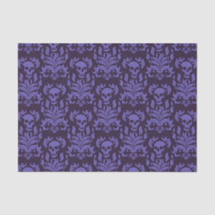 Skull Flame Damask in moody shades of purple Tissue Paper