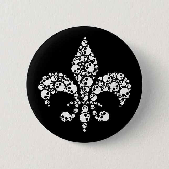 Skull Fleur De Lis 6 Cm Round Badge (Front)