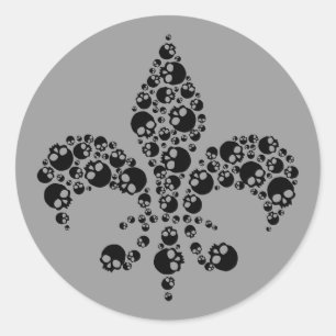 Skull Fleur De Lis Classic Round Sticker