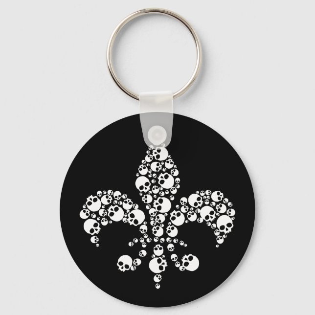 Skull Fleur De Lis Key Ring (Front)