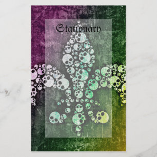 Skull Fleur De Lis Stationery