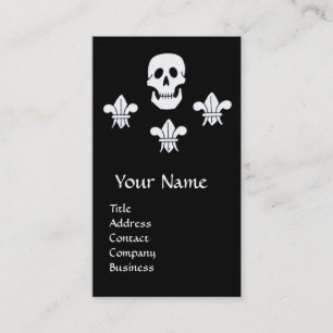 SKULL,FLEUR DE LISE /ANTIQUE PIRATES TREASURE MAPS BUSINESS CARD