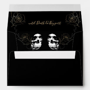 Skull Floral Black Gothic Wedding Envelope