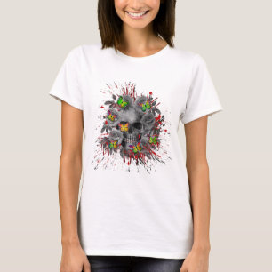 SKULL FLORAL COLORFUL BUTTERFLY T-Shirt