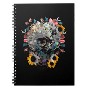 SKULL FLORAL FLOWERS NOTEBOOK