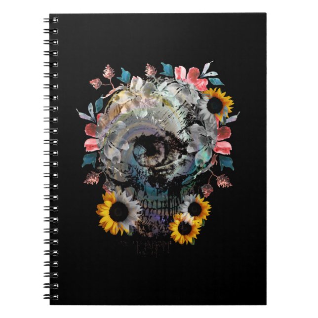 SKULL FLORAL FLOWERS NOTEBOOK (Front)