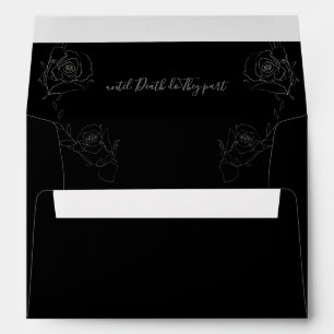 Skull Floral Grey Black Gothic Wedding Envelope