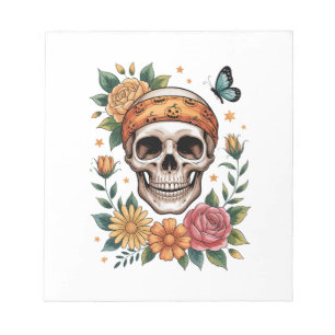 Skull Floral Halloween Spooky Notepad