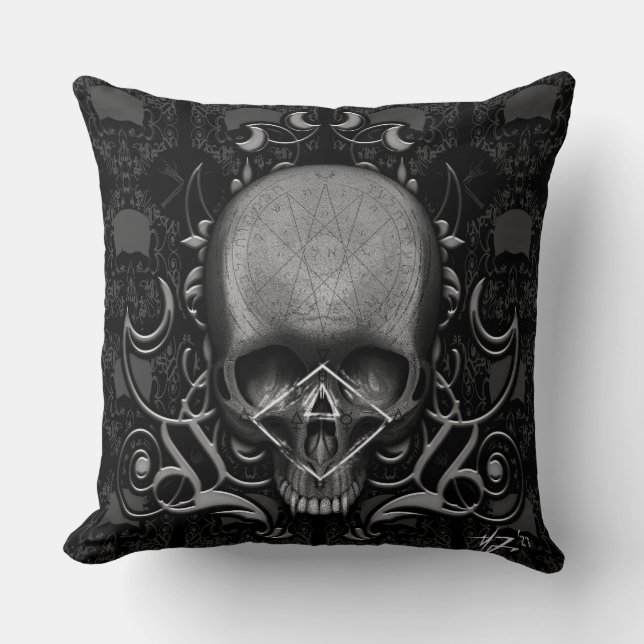 skull Floral pattern Cushion (Front)