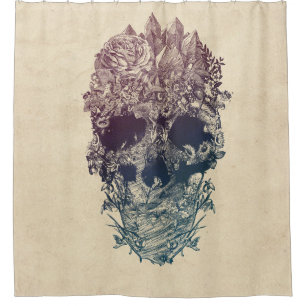Skull Floral Shower Curtain