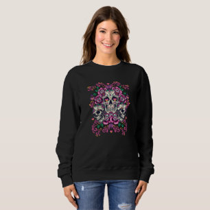 Skull floral, skeleton watercolor pink ,Halloween. Sweatshirt