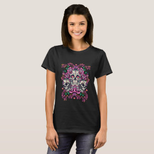 Skull floral, skeleton watercolor pink ,Halloween. T-Shirt