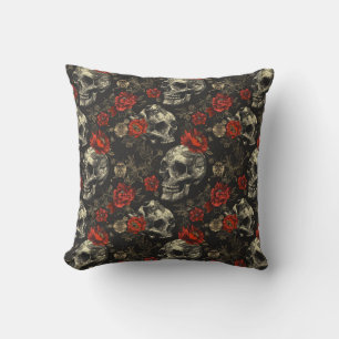 Skull Floral Throw Pillow