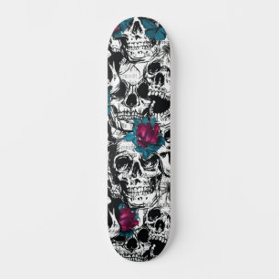 Skull Flower Gothic Digital Pattern Skateboard