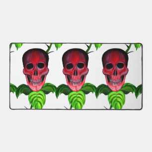 Skull Flower Science Fiction Theme Creepy Design Desk Mat