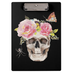 Skull Flowers Butterfly Spider Halloween Gift Clipboard