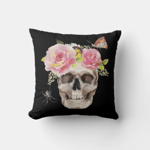 Skull Flowers Butterfly Spider Halloween Gift Cushion