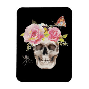 Skull Flowers Butterfly Spider Halloween Gift Magnet