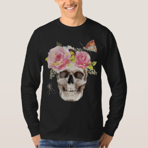 Skull Flowers Butterfly Spider Halloween Gift T-Shirt