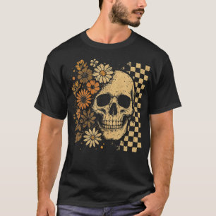 Skull Flowers Checkerboard Grunge Tee