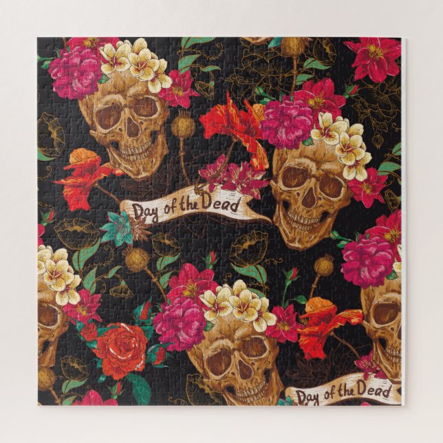 Skull Flowers Day Dead Background Jigsaw Puzzle (Vertical)