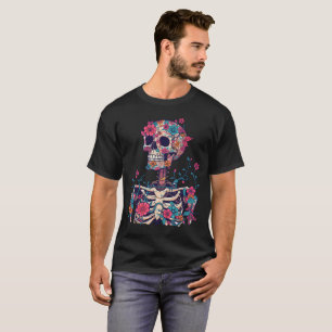 Skull flowers Graphic Dark Aesthetic Gothic TShirt