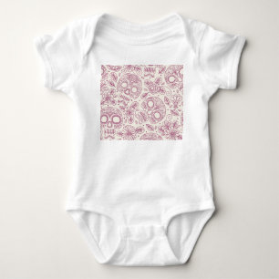 Skull Flowers: Mexican Day Seamless. Baby Bodysuit