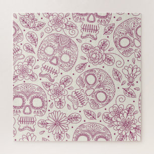 Skull Flowers: Mexican Day Seamless. Jigsaw Puzzle