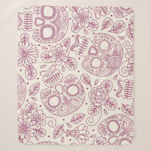 Skull Flowers: Mexican Day Seamless. Sherpa Blanket
