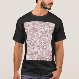 Skull Flowers: Mexican Day Seamless. T-Shirt